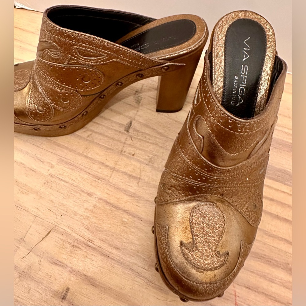 Via Spiga Bronze Women's Mules - Picture 2 of 10